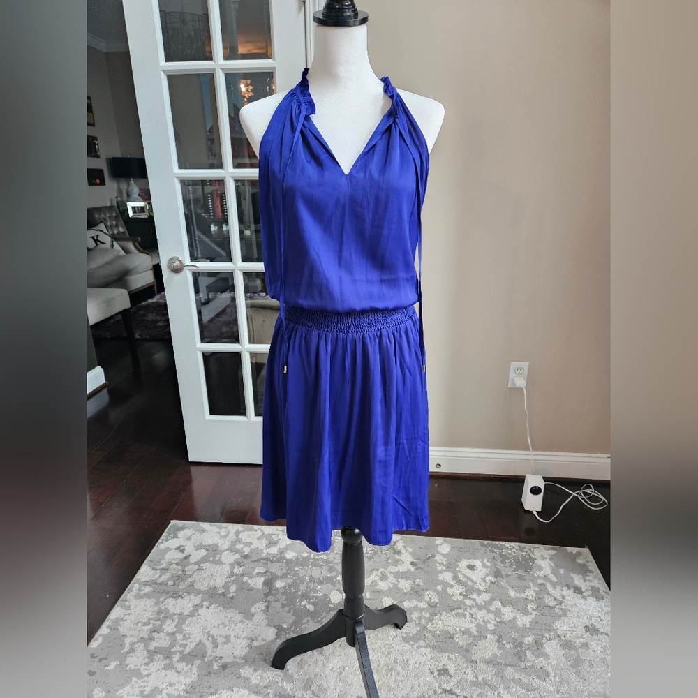 Elegant Blue Halter Dress